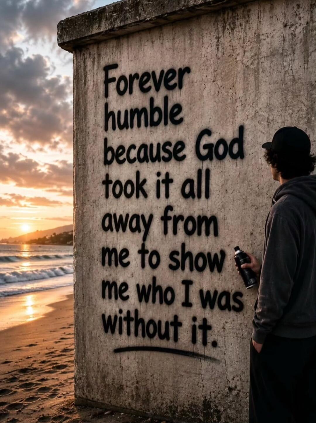 Forever humble because God took it all away from me to show me who I was without it.