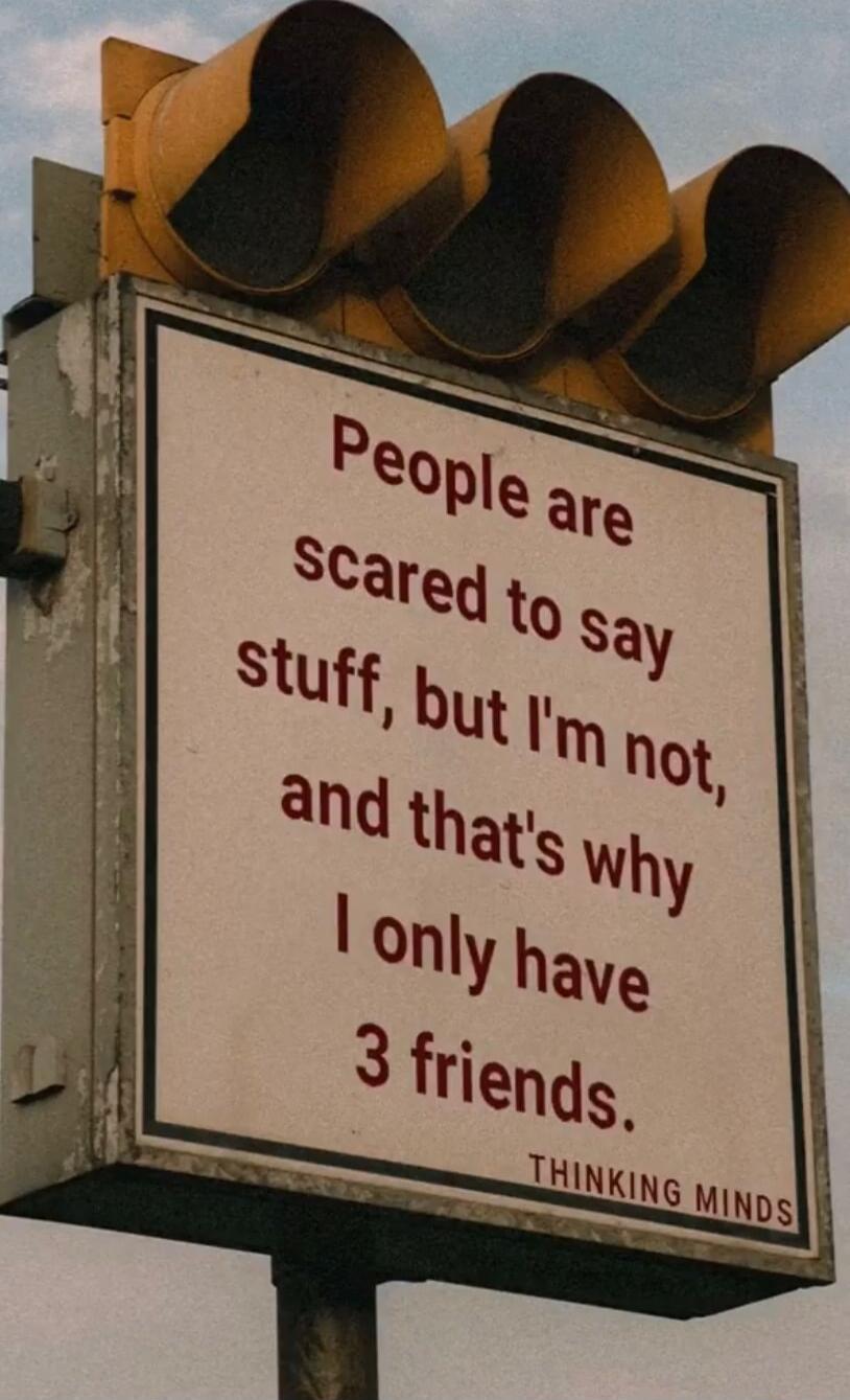 People are scared to say stuff, but I'm not, and that's why I only have 3 friends.