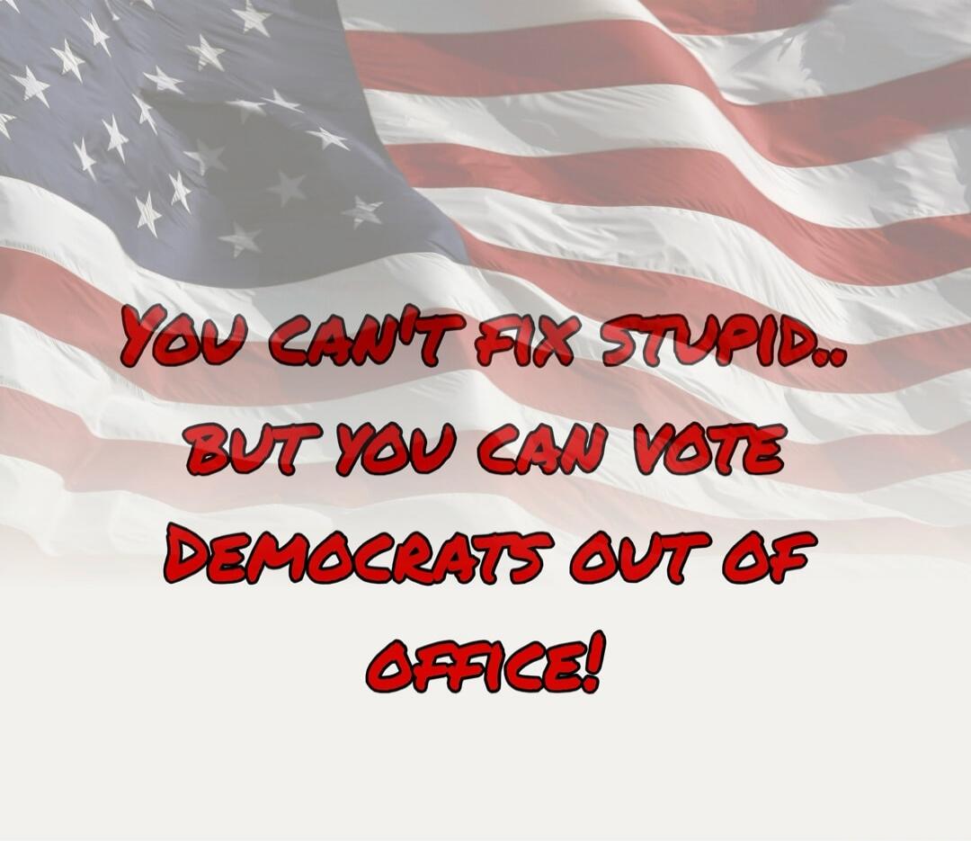 YOU CAN'T FIX STUPID. BUT YOU CAN VOTE DEMOCRATS OUT OF OFFICE!