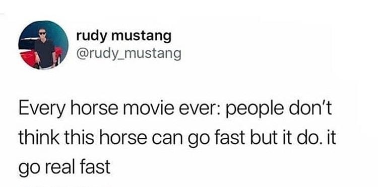 rudy mustang rudy_mustang Every horse movie ever people dont think this horse can go fast but it do it go real fast 72918 1326
