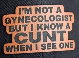 I'M NOT A GYNECOLOGIST BUT I KNOW A CUNT WHEN I SEE ONE