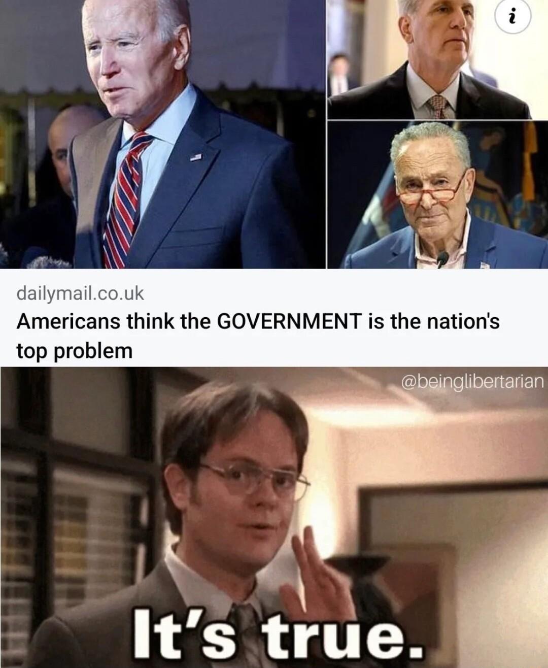 daily Americans think the GOVERNMENT is the nations top problem Its true