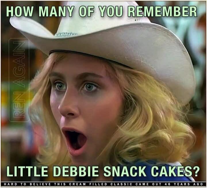 HOW MANY OF YOU REMEMBER LITTLE DEBBIE SNACK CAKES? HARD TO BELIEVE THIS CREAM FILLED CLASSIC CAME OUT 46 YEARS AGO REN AGAIN