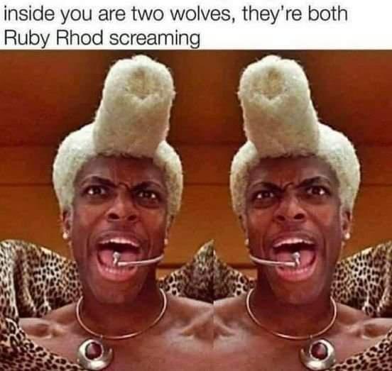 side you are two wolves theyre both Ruby Rhod screaming