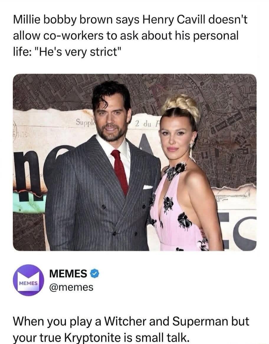 Millie Bobby Brown says Henry Cavill doesn't allow co-workers to ask about his personal life: 