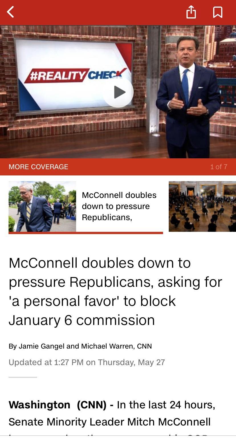 down to pressure Republicans McConnell doubles down to pressure Republicans asking for a personal favor to block January 6 commission By Jamie Gangel and Michael Warren CNN Updated at 127 PM on Thursday May 27 Washington CNN In the last 24 hours Senate Minority Leader Mitch McConnell
