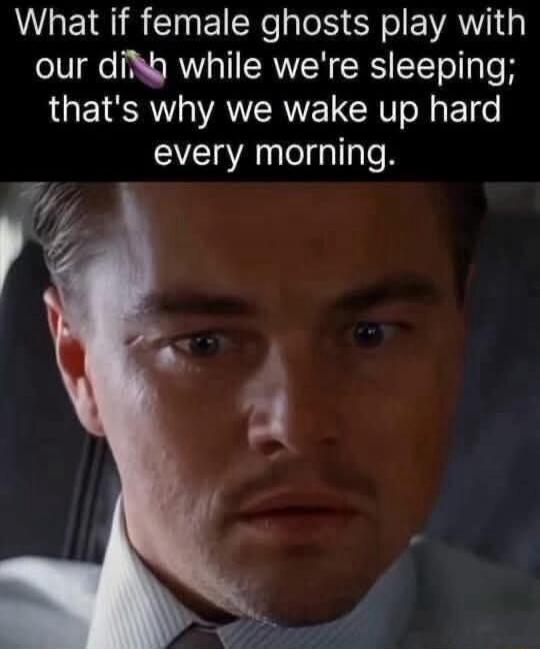 What if female ghosts play with our di🍆 while we're sleeping; that's why we wake up hard every morning.