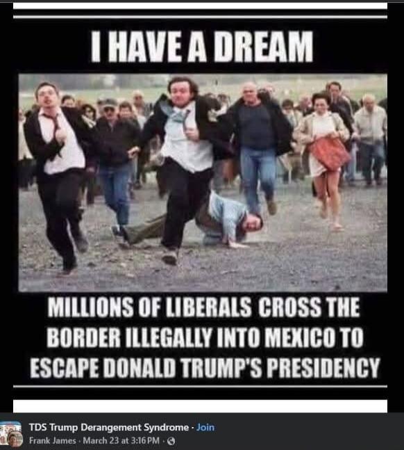I HAVE A DREAM MILLIONS OF LIBERALS CROSS THE BORDER ILLEGALLY INTO MEXICO TO ESCAPE DONALD TRUMP'S PRESIDENCY