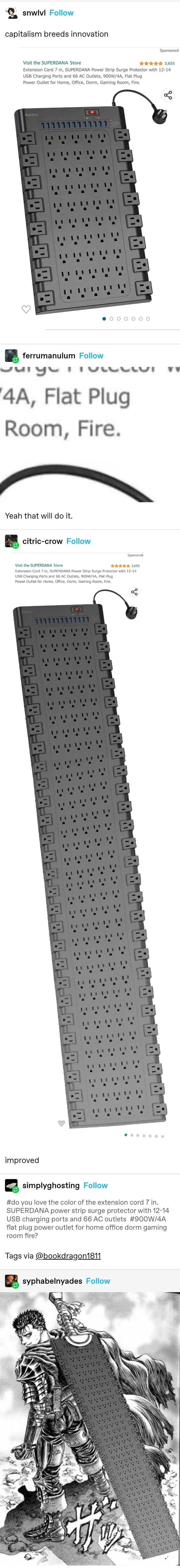 Q snwivl Follow capitalism breeds innovation Sponsored Visit the SUPERDANA Store ekededed 3655 Extension Cord 7 i SUPERDANA Power Strip Surge Protector with 12 14 USB Charging Ports and 66 AC Outlets S00W4A Flat Plug Power Outet for Home Office Dorm Gaming Room Fie l ferrumanulum Follow AT M T LA VY 4A Flat Plug Room Fire Yeah that will do it citric crow Follow Vi the SUPERDANA Store S8 Crarging P