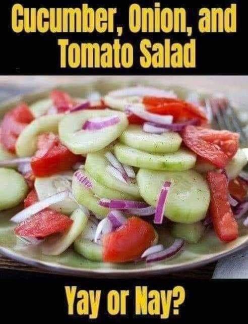 Cucumber Onion and Tomato Salad o o Yav IP