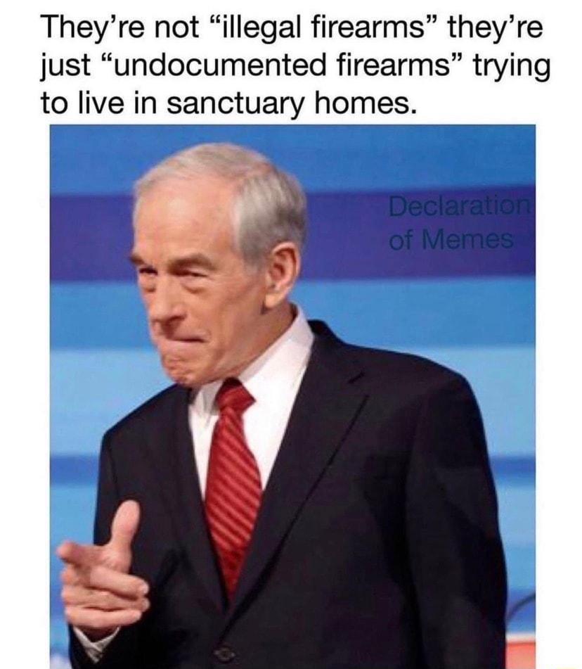 Theyre not illegal firearms theyre just undocumented firearms trying to live in sanctuary homes