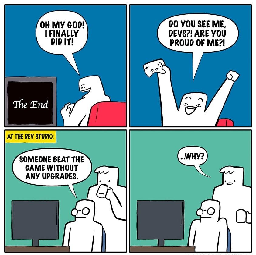 OH MY 600 I FINALLY SOMEONE BEAT THE GAME WITHOUT ANY UPGRADES DO YOU SEE ME DEVS ARE YOU PROUD OF ME MARTIN ROSNER HOTPAPERCOMICS