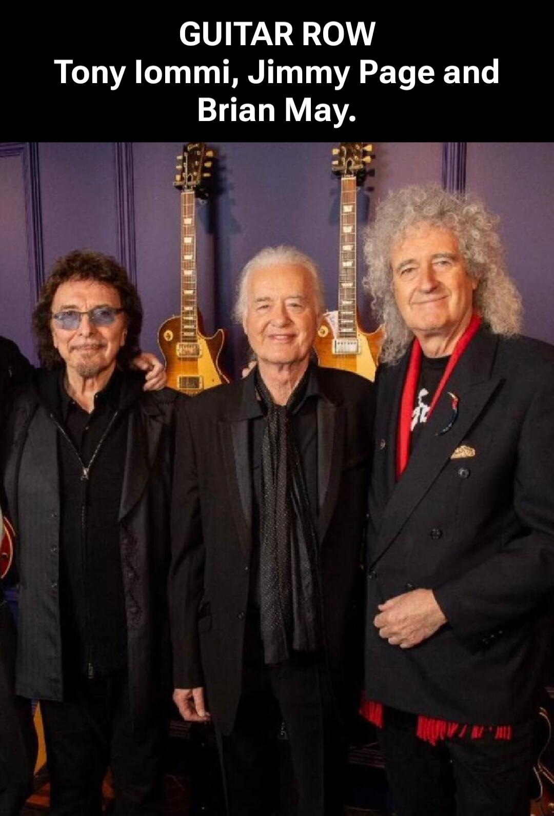 GUITAR ROW Tony Iommi, Jimmy Page and Brian May.