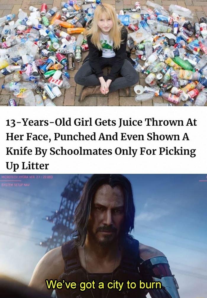 13 Years 0ld Girl Gets Juice Thrown At Her Face Punched And Even Shown A Knife By Schoolmates Only For Picking Up Litter
