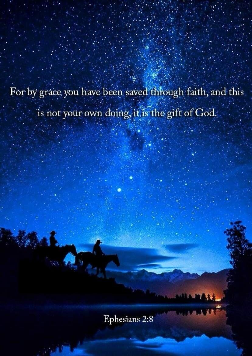 For by grace, you have been saved through faith, and this is not your own doing, it is the gift of God
Ephesians 2:8