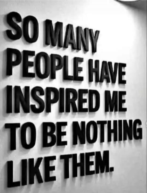 SO MANY PEOPLE HAVE INSPIRED ME TO BE NOTHING LIKE THEM.