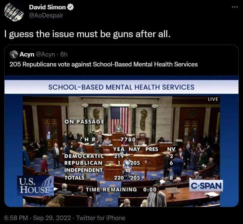 by mmime guess the issue must be guns after all A hcyn 205 Republicans vote against School Based Mental Health Services
