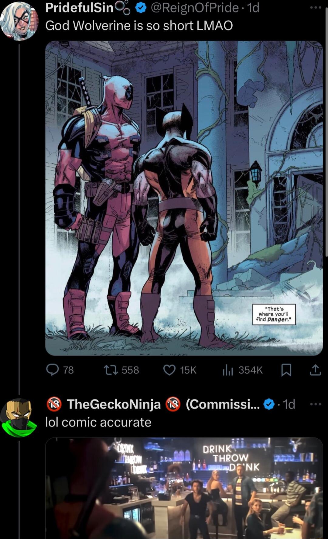PridefulSinG ReignOfPride 1d God Wolverine is so short LMAO J TheGeckoNinja Commissi 1d lol comic accurate
