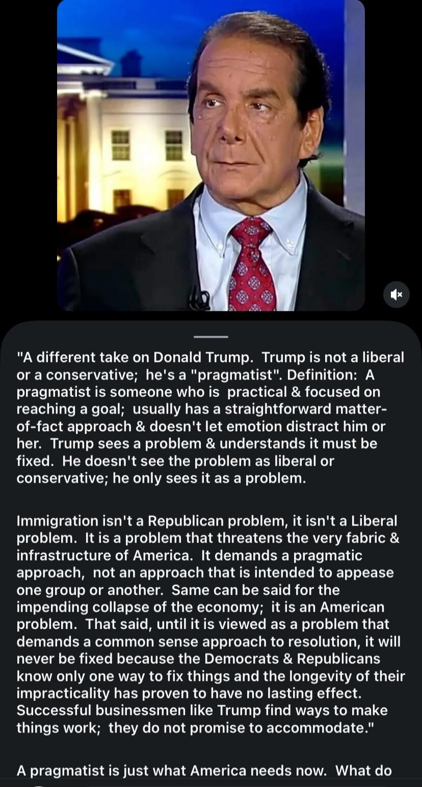 A different take on Donald Trump. Trump is not a liberal or a conservative; he's a 