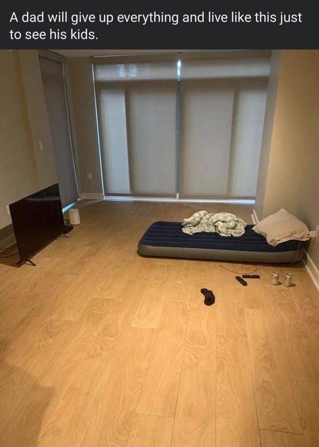 A dad will give up everything and live like this just to see his kids