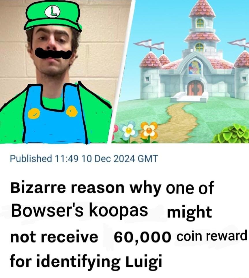Published 1149 10 Dec 2024 GMT Bizarre reason why one of Bowsers koopas might not receive 60000 coin reward for identifying Luigi
