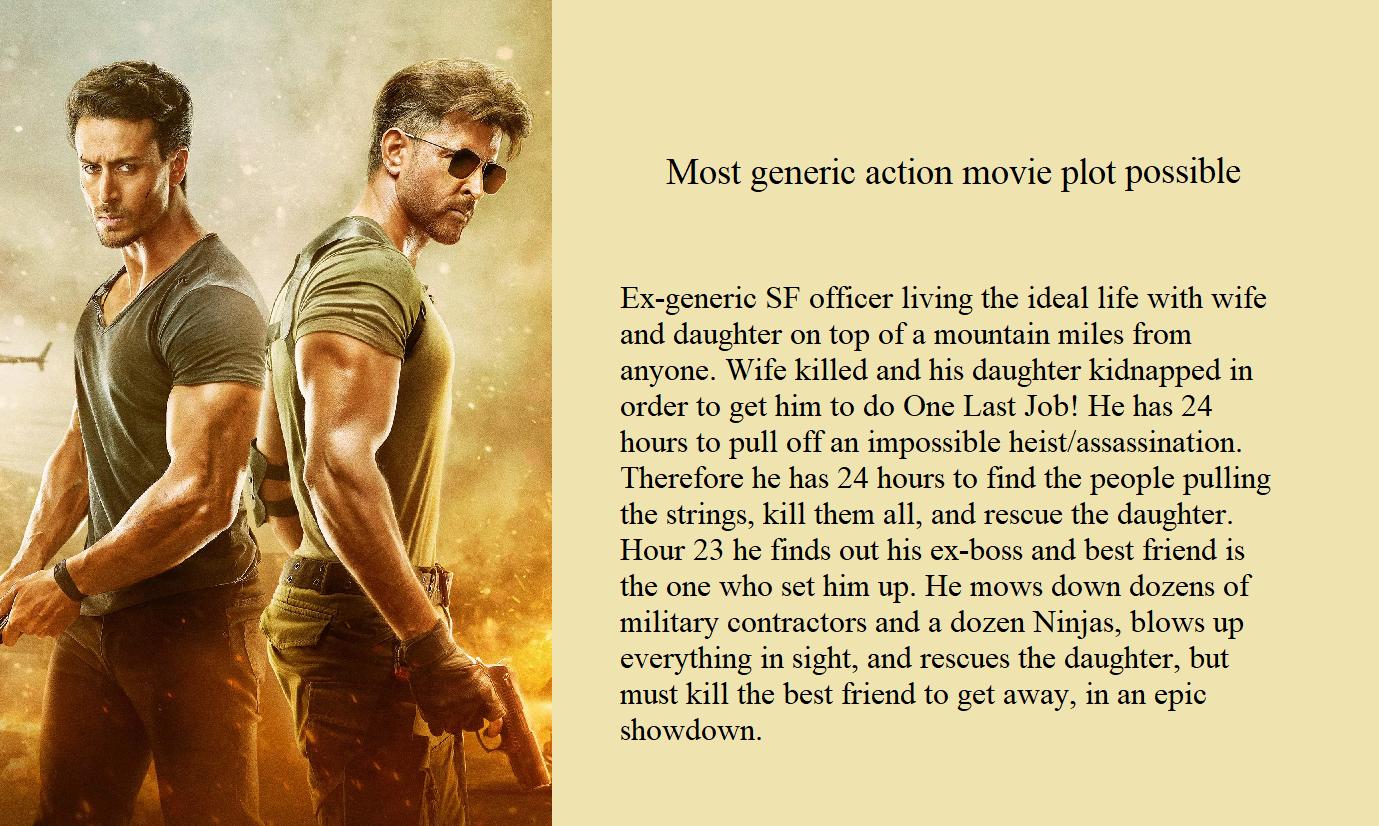 Most generic action movie plot possible Ex generc SF offcr lving the des e with wite and gt 0ntop oFs moustin il o anyone Wi iled and bis dvghic icoapped in onder o ge im0 do One Las Job He hn 24 hour 1o pull off n impossible e asasnation Therefoe be has 24 owrs to fndthe people plling the rngs kil them i rescue te daughcr Hour 23 b find out i x how and bt fend 1 one who set i upHe s down dozens o