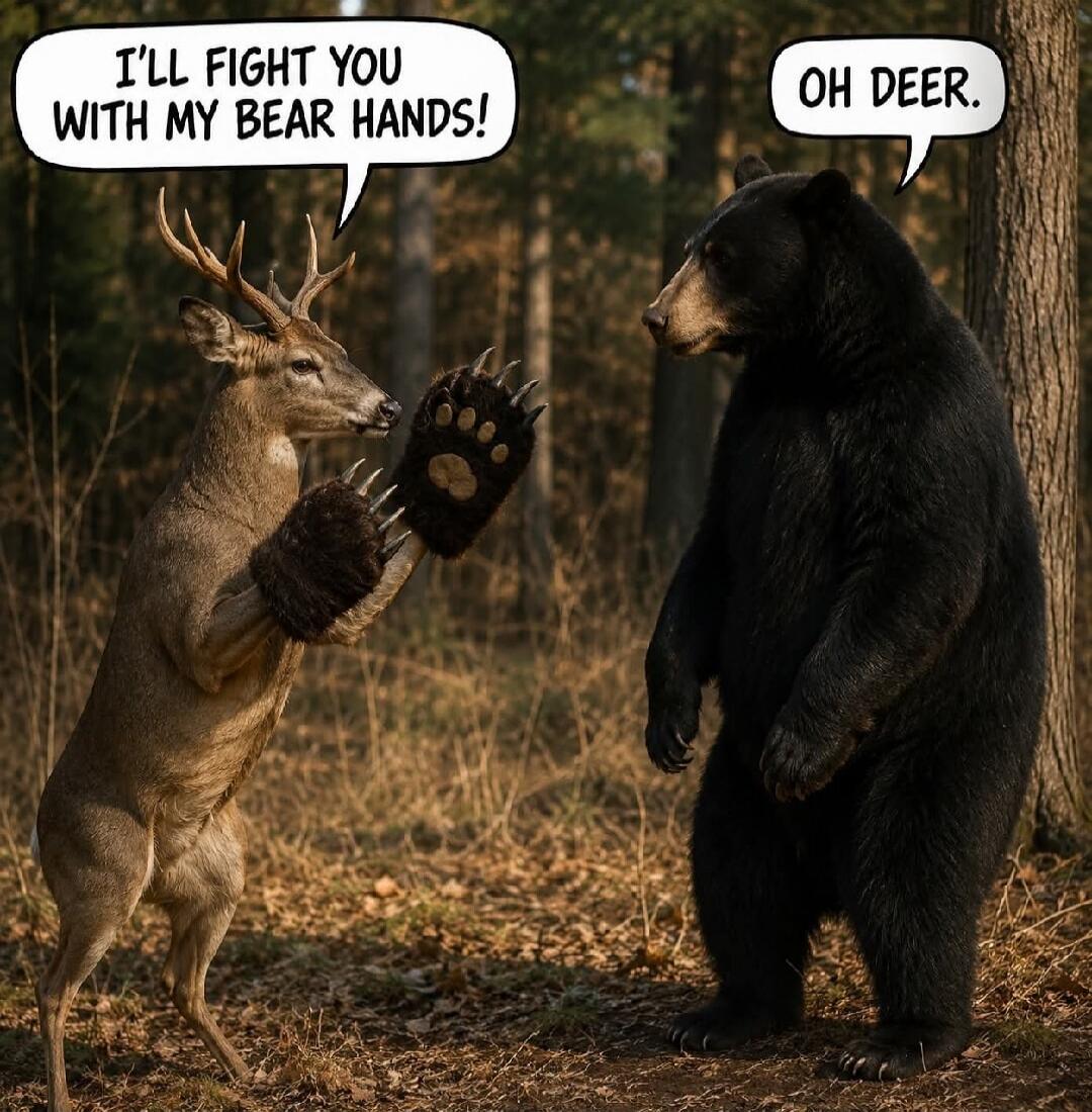 I'LL FIGHT YOU WITH MY BEAR HANDS! OH DEER.