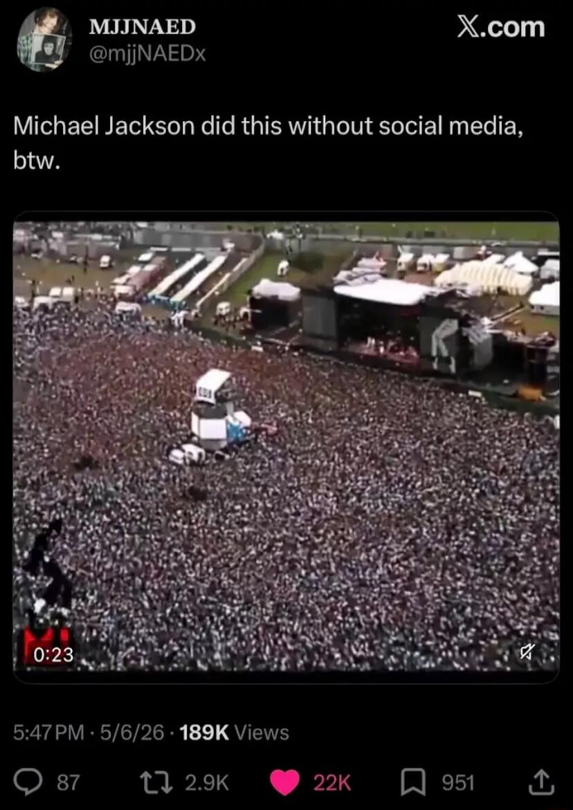 Michael Jackson did this without social media, btw.
