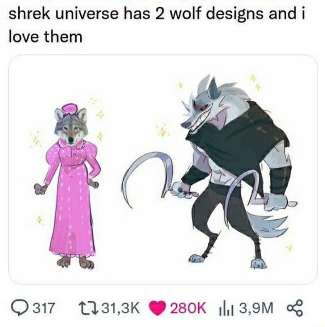 shrek universe has 2 wolf designs and i love them 317 11313K 280K 39M