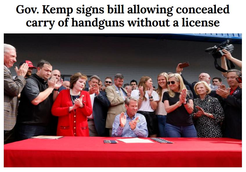 Gov Kemp signs bill allowing concealed carry of handguns without a license