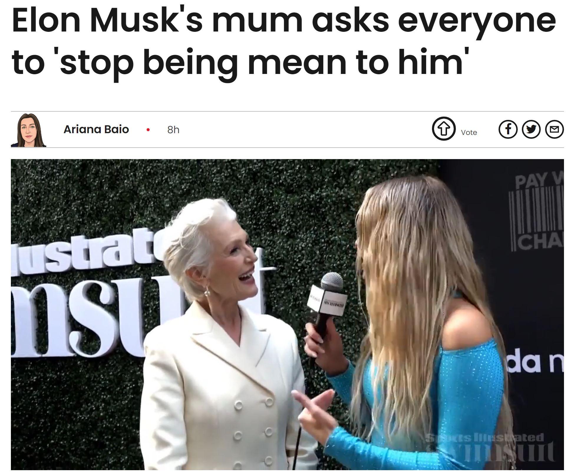 Elon Musks mum asks everyone to stop being mean to him n inapdle 06