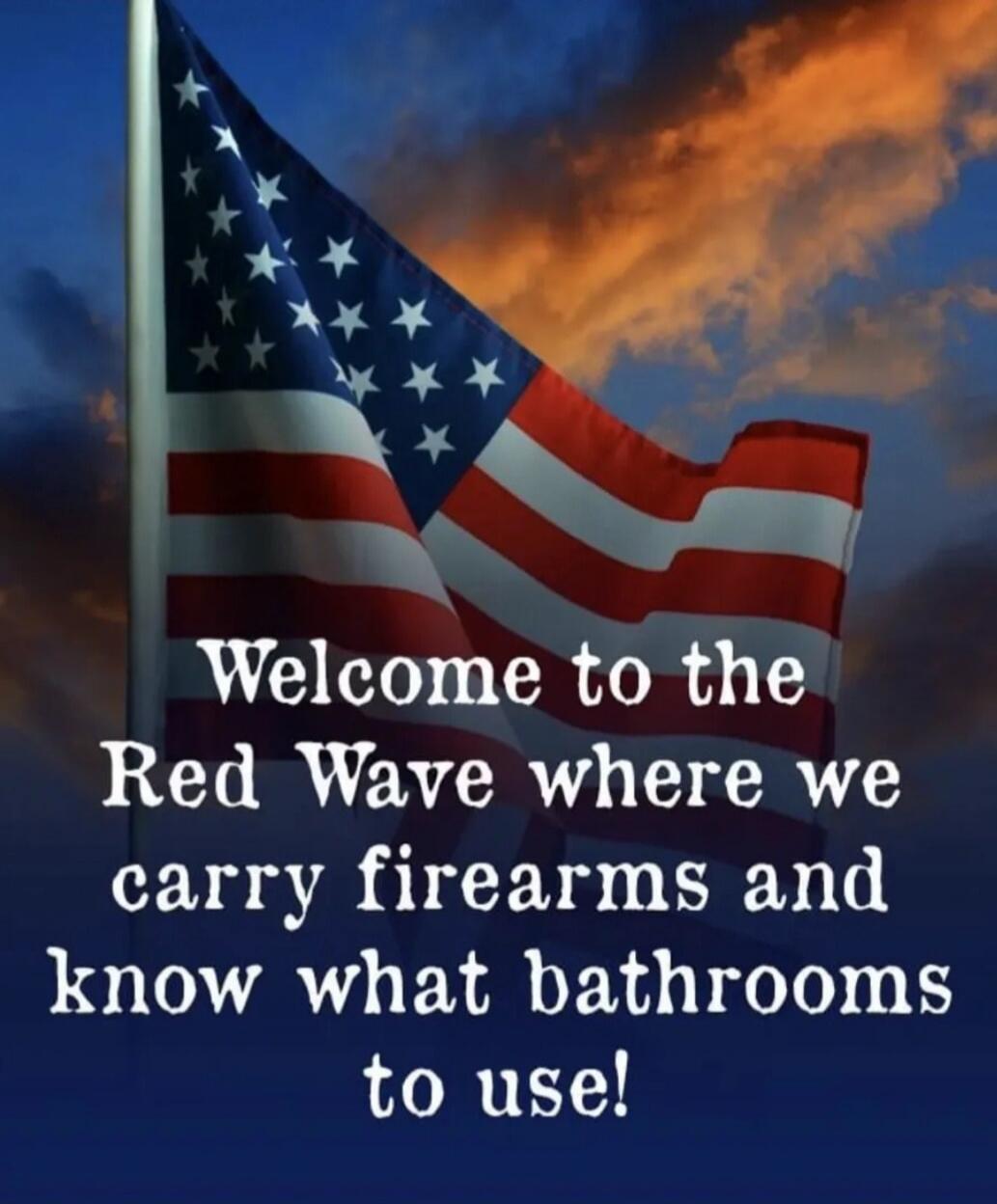 Welcome to the Red Wave where we carry firearms and know what bathrooms to use!