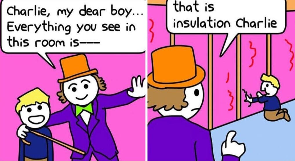 Charlie my dear boy that is Everything you see in insulation charle this room is