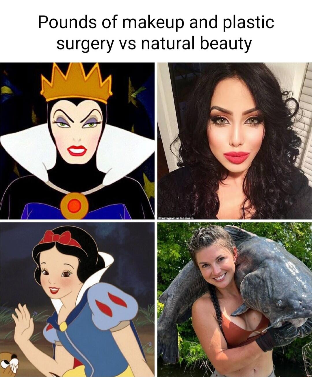 Pounds of makeup and plastic surgery vs natural beauty