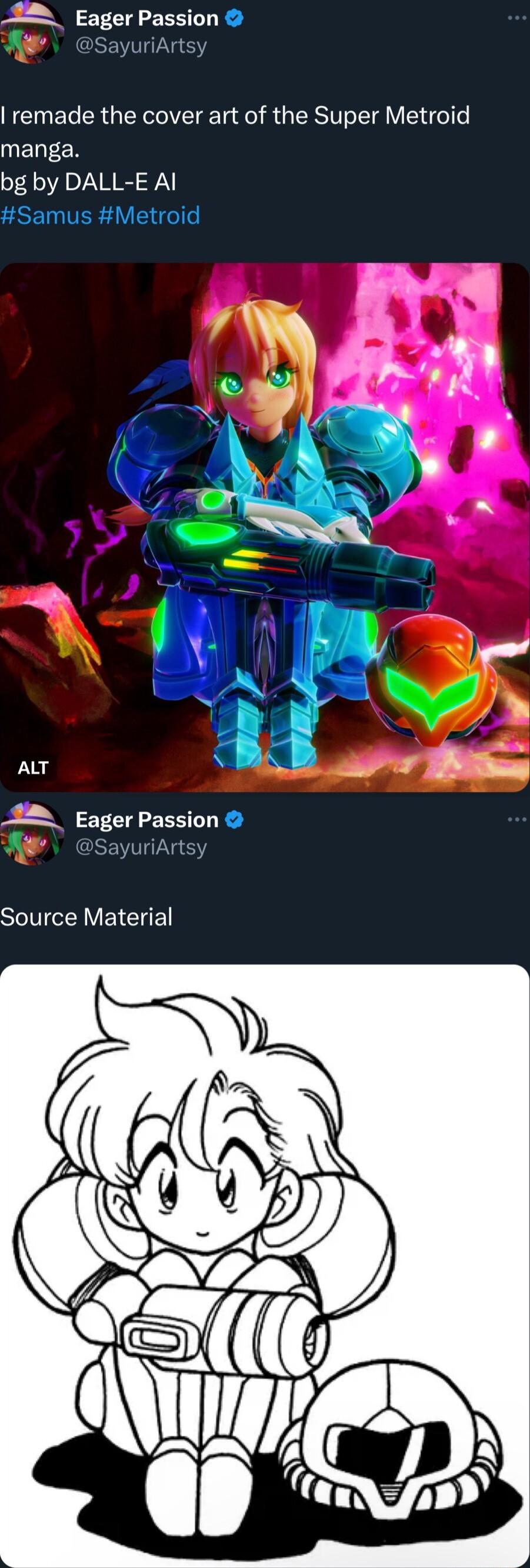 2 Eager Passion Re remade the cover art of the Super Metroid NENEEN bg by DALL E Al Samus Metroi AT 2 Eager Passion Se STl VEICIE