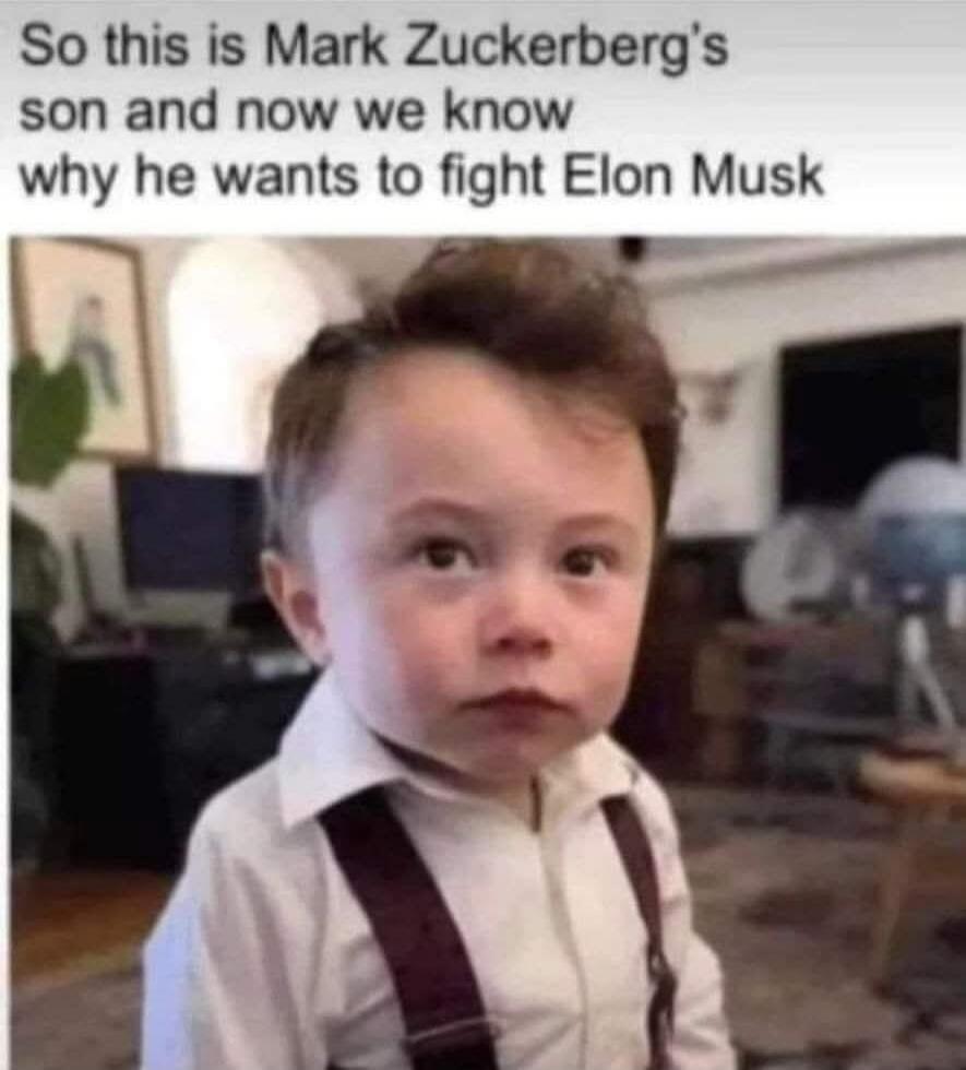 So this is Mark Zuckerberg's son and now we know why he wants to fight Elon Musk