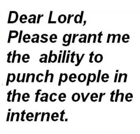 Dear Lord, Please grant me the ability to punch people in the face over the internet.