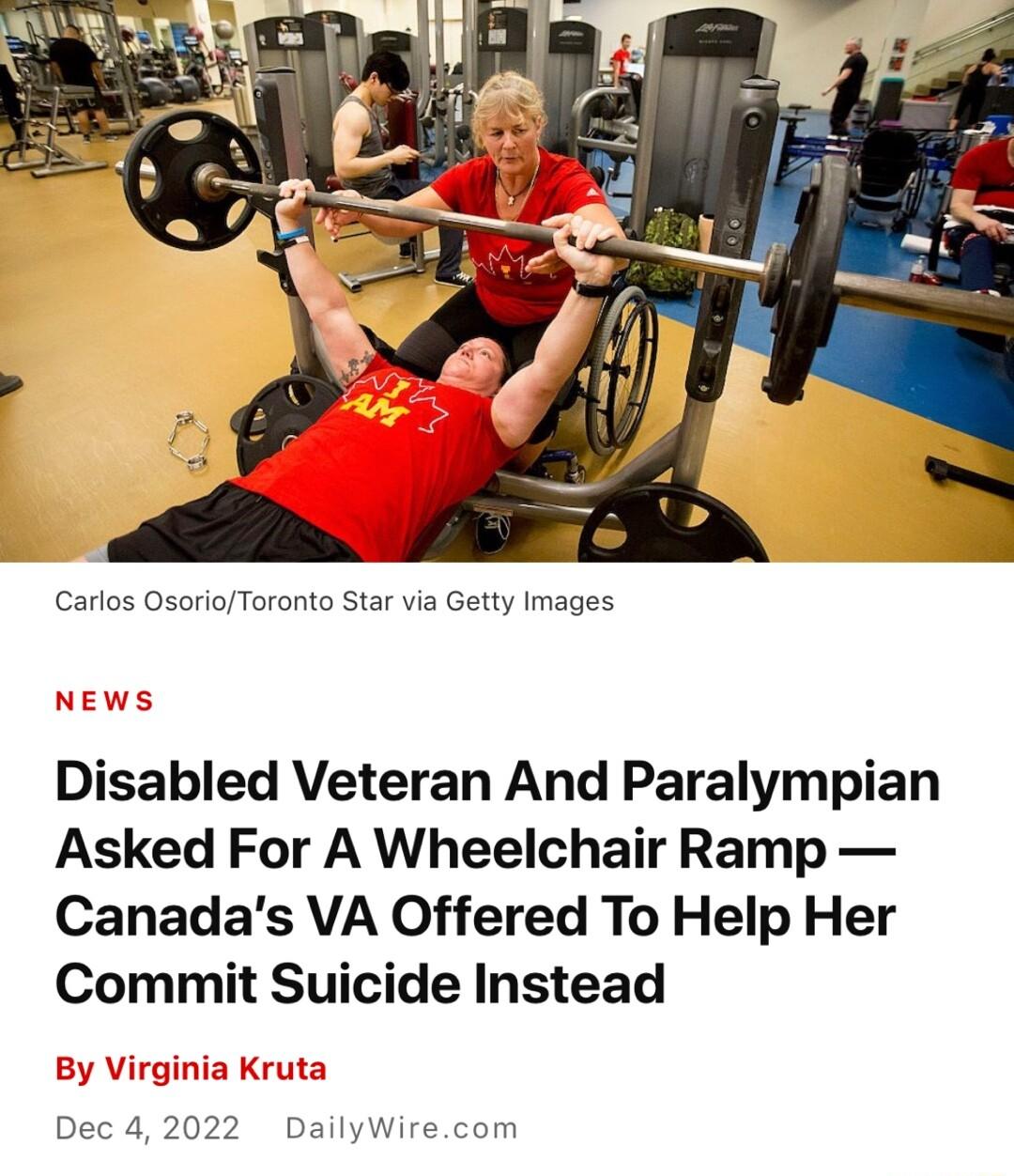 Carlos OsorioToronto Star via Getty Images Disabled Veteran And Paralympian Asked For A Wheelchair Ramp Canadas VA Offered To Help Her Commit Suicide Instead
