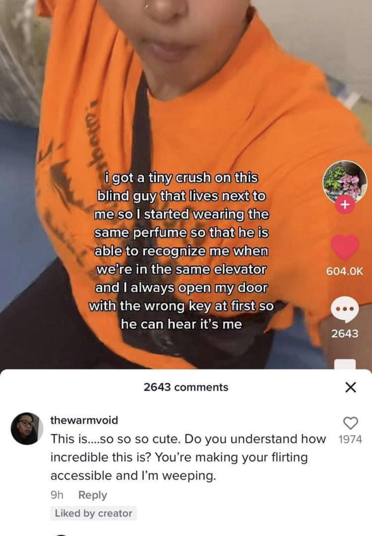 he can hear its me 2643 comments X thewarmvoid Qo This iss0 50 50 cute Do you understand how 1974 incredible this is Youre making your flirting accessible and Im weeping oh Reply Liked by creator