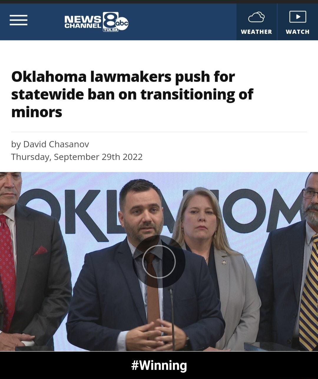 S B Oklahoma lawmakers push for statewide ban on transitioning of minors by D Winning