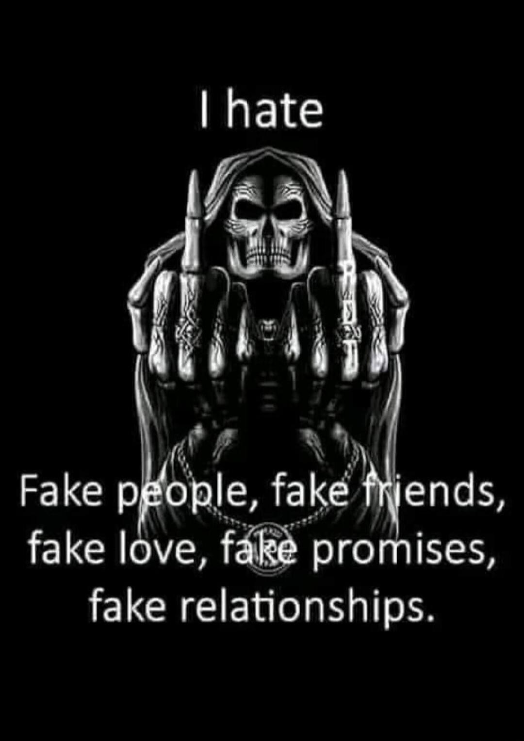 I hate Fake people, fake friends, fake love, fake promises, fake relationships.
