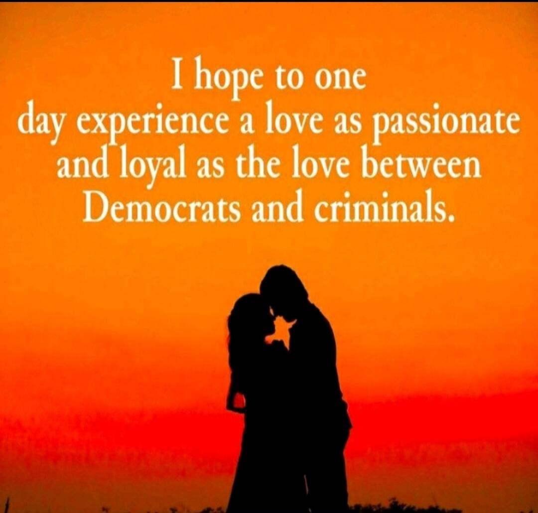 I hope to one day experience a love as passionate and loyal as the love between Democrats and criminals.