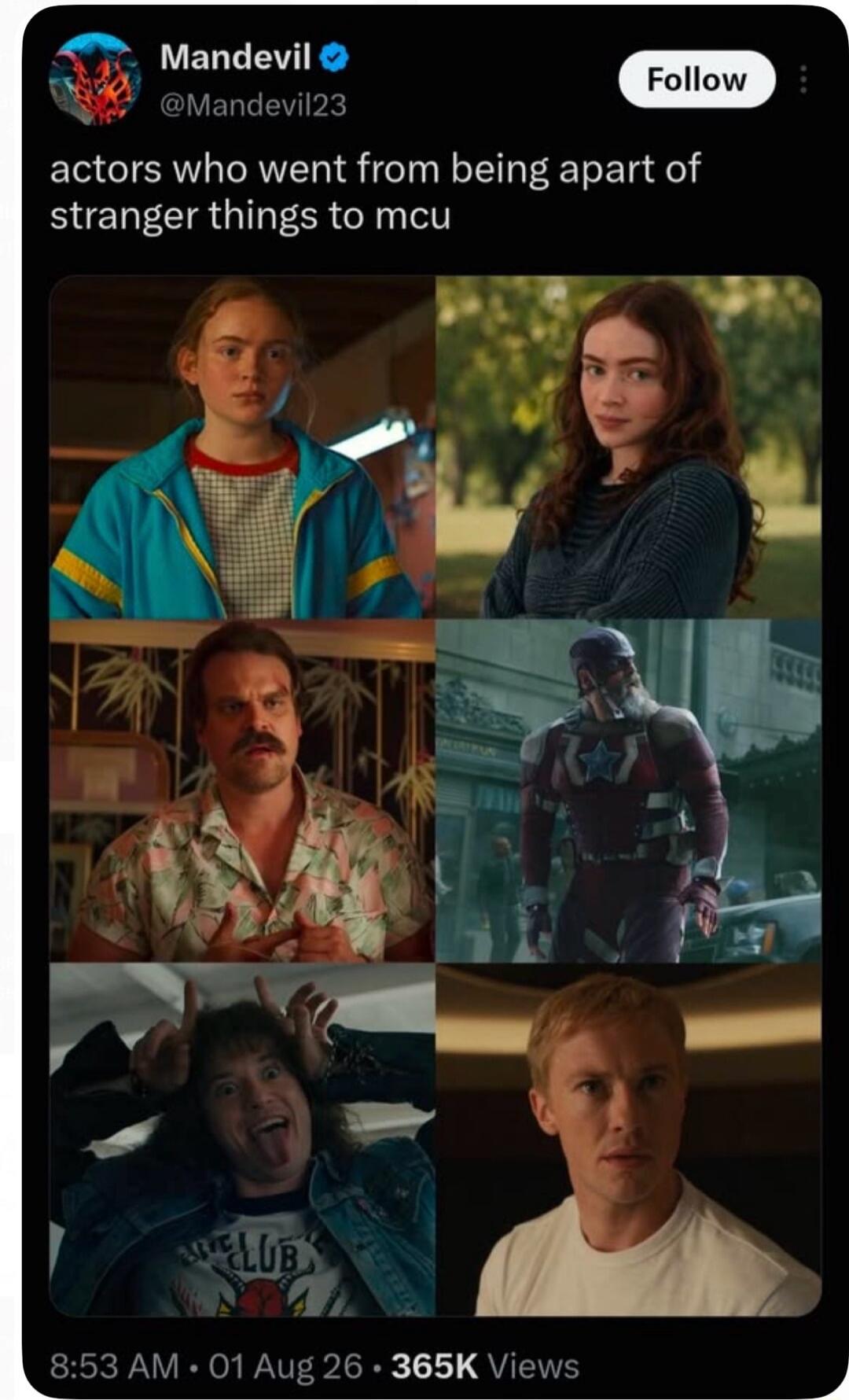 actors who went from being apart of stranger things to mcu