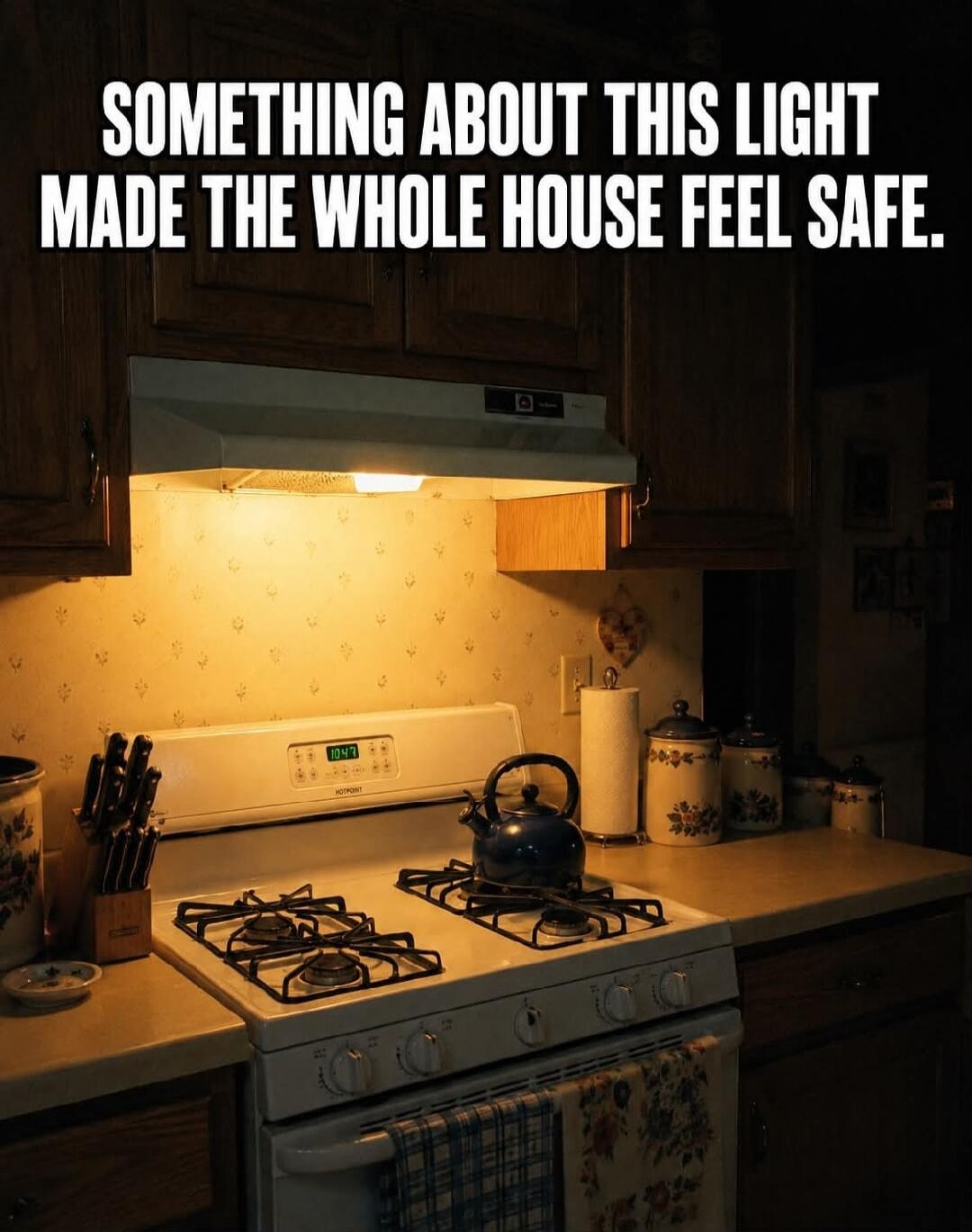 SOMETHING ABOUT THIS LIGHT MADE THE WHOLE HOUSE FEEL SAFE.