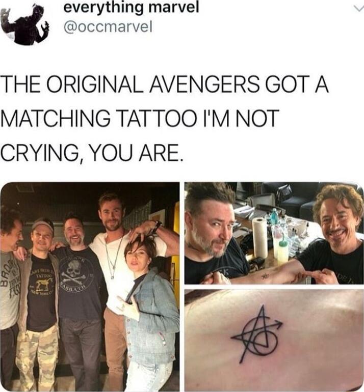 everything marvel occmarvel THE ORIGINAL AVENGERS GOT A MATCHING TATTOO IM NOT CRYING YOU ARE