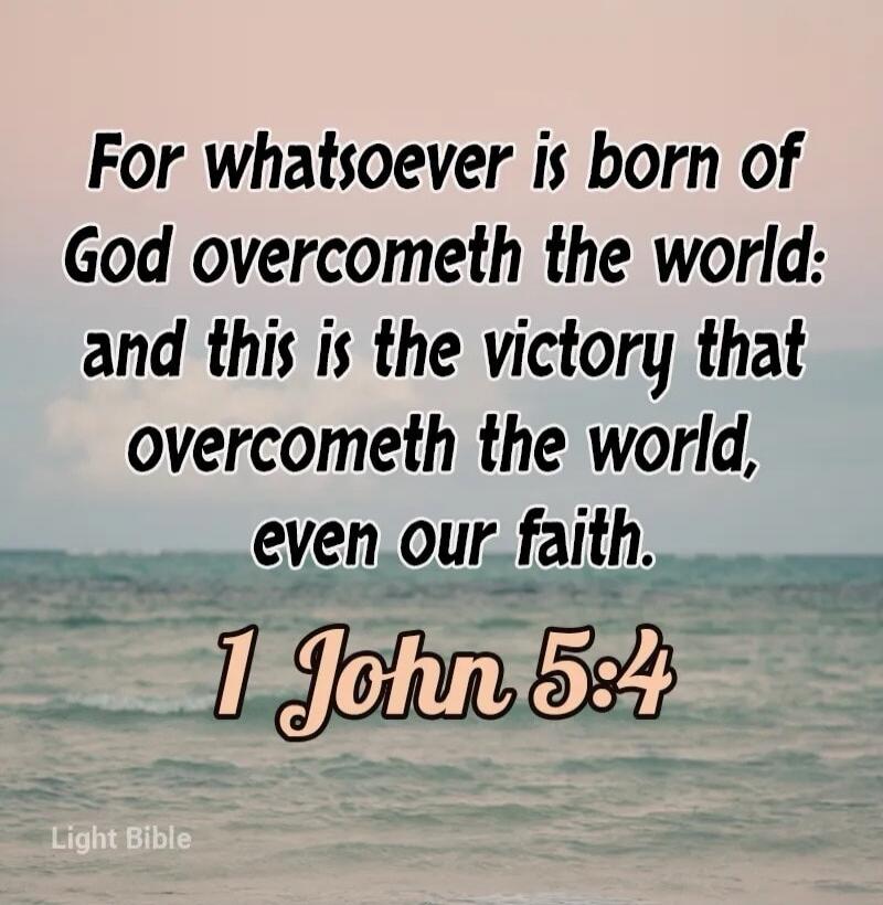 For whatsoever is born of God overcometh the world: and this is the victory that overcometh the world, even our faith. 1 John 5:4 Light Bible