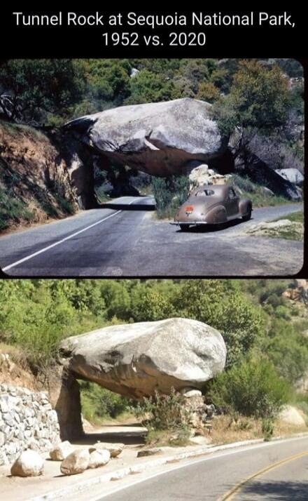Tunnel Rock at Sequoia National Park, 1952 vs. 2020