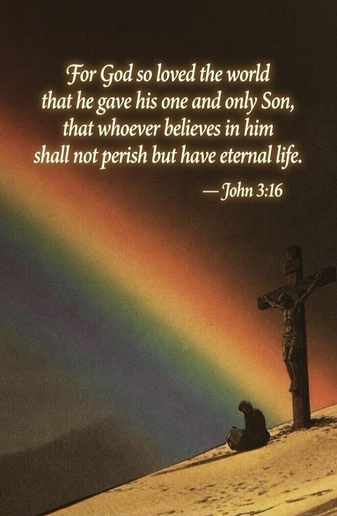 For God so loved the world that he gave his one and only Son, that whoever believes in him shall not perish but have eternal life. — John 3:16