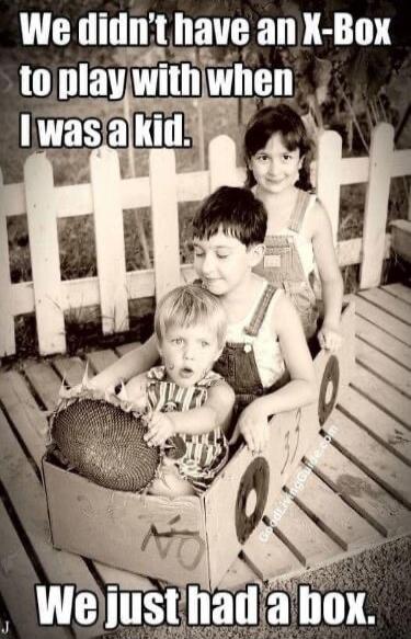 We didn't have an X-Box to play with when I was a kid. We just had a box.