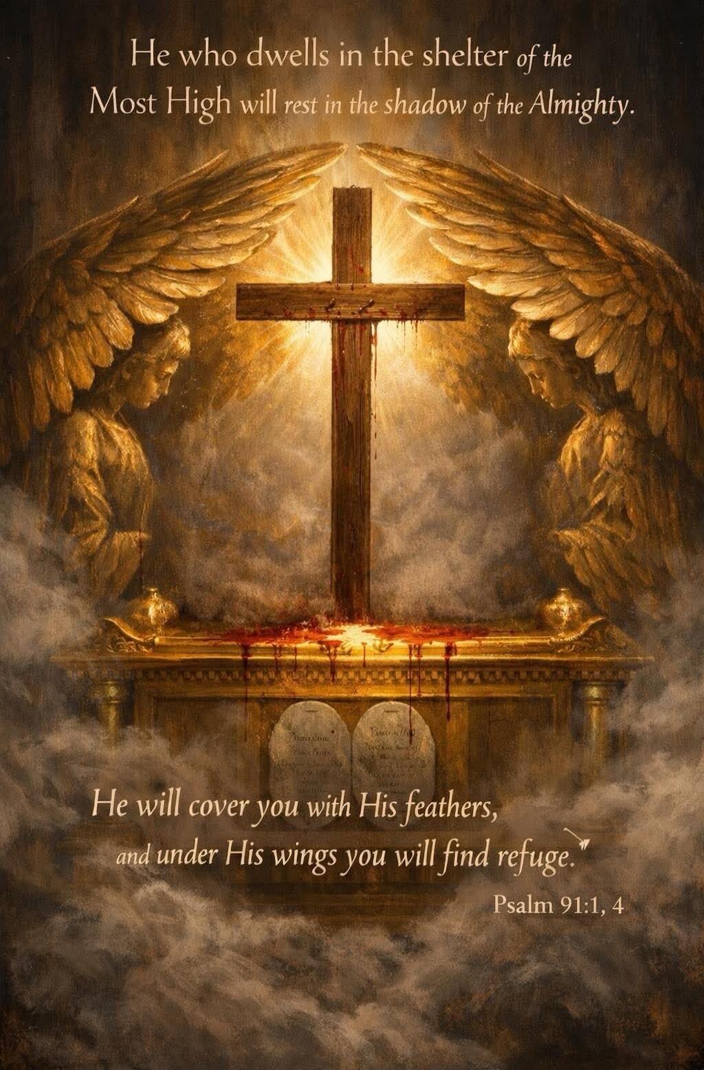 He who dwells in the shelter of the Most High will rest in the shadow of the Almighty. He will cover you with His feathers, and under His wings you will find refuge. Psalm 91:1, 4
